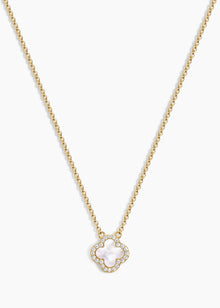 Mini Icon White Necklace | White Pearls/Clear Crystal | 14K Gold Plated
