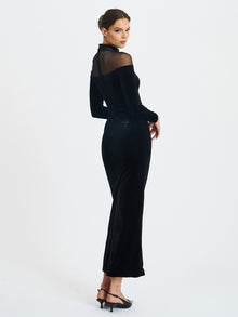 Blair Sheer Mock Neck Maxi Dress | Black