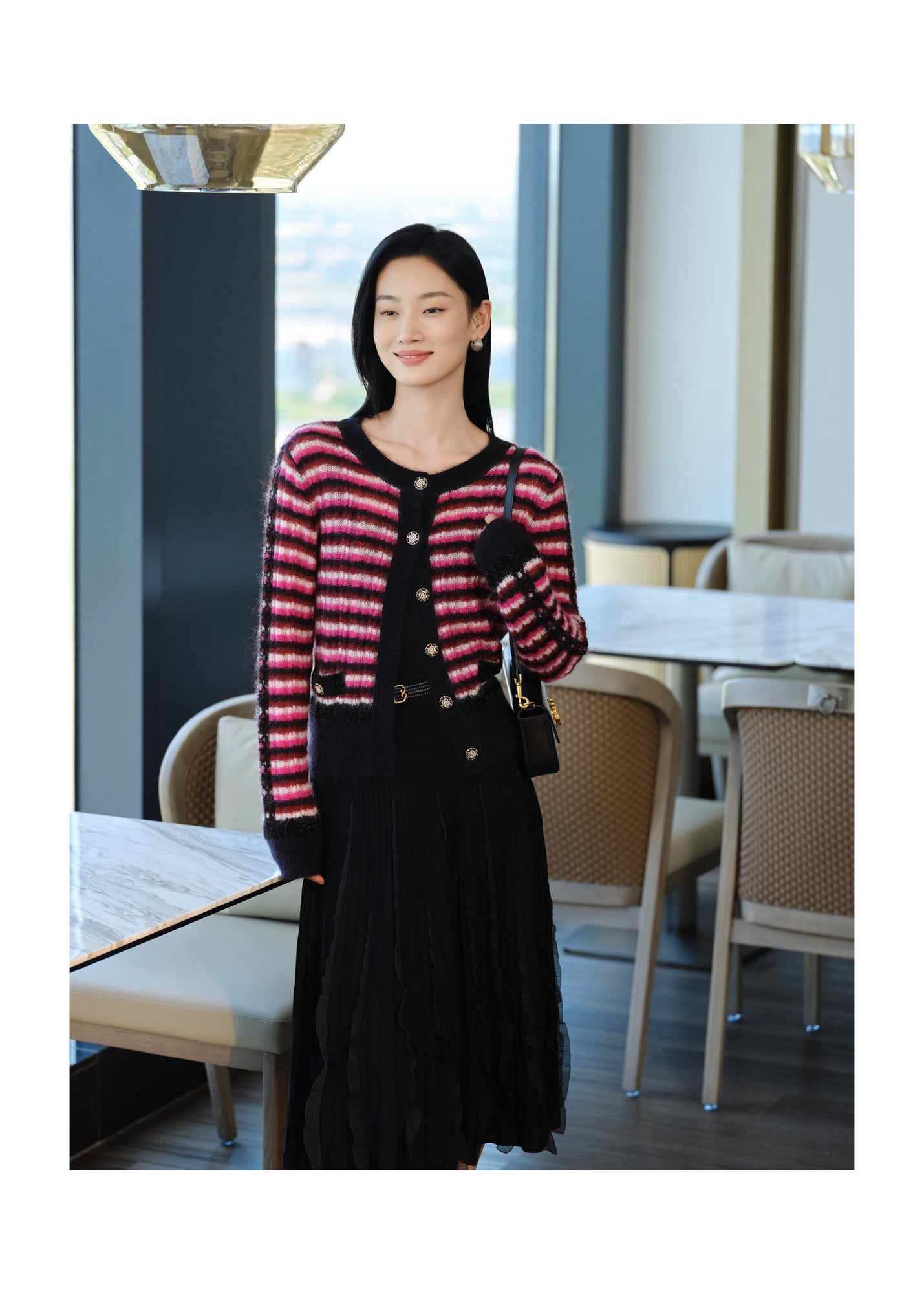 Mohair Knit Cardigan | Pink