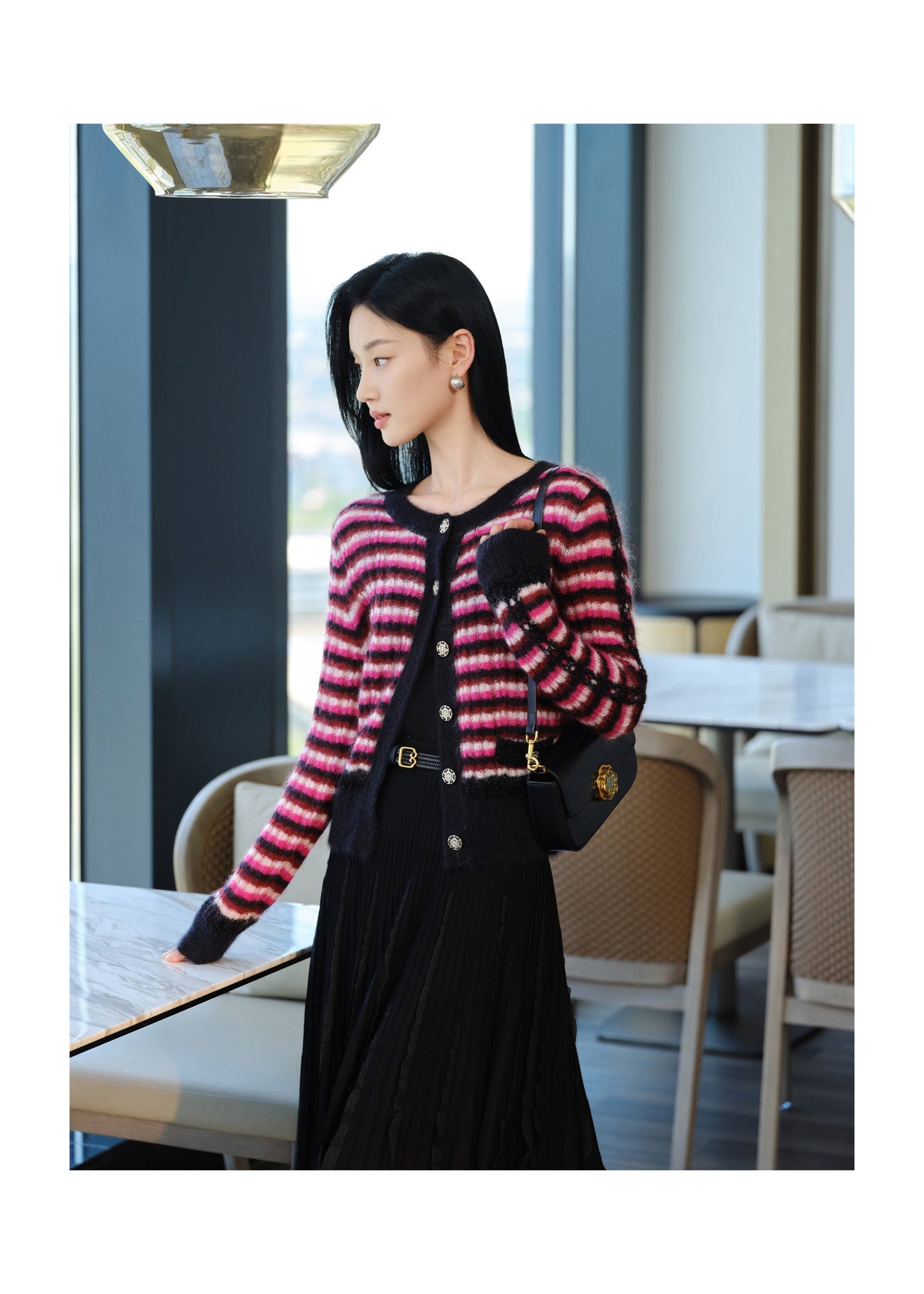 Mohair Knit Cardigan | Pink