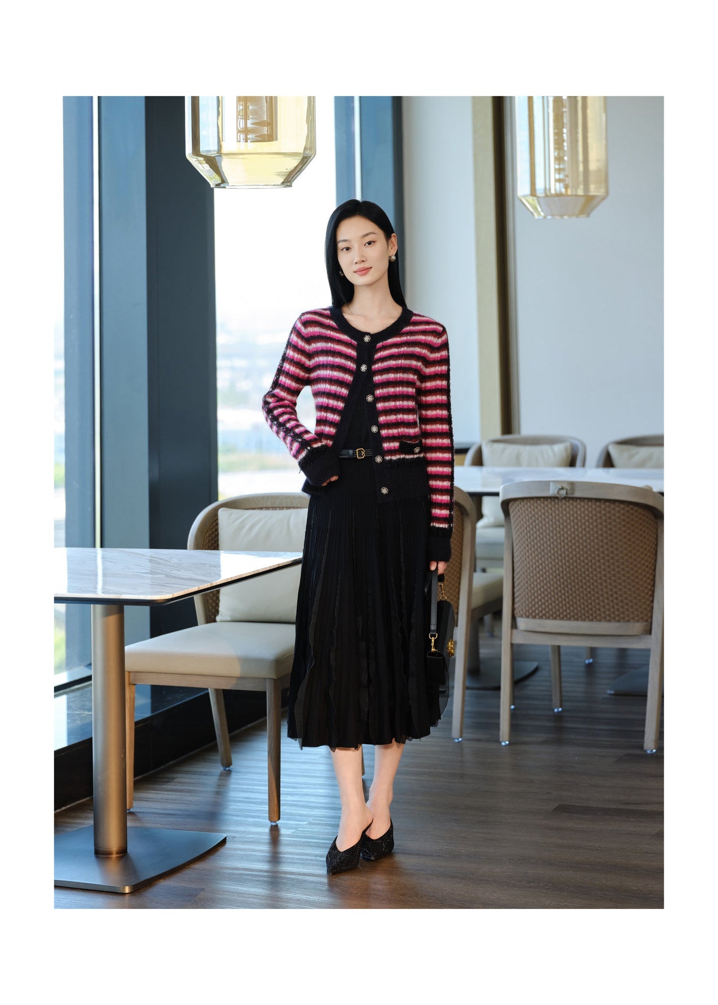 Mohair Knit Cardigan | Pink