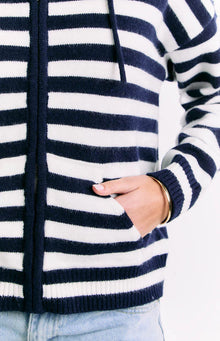 Mollie Knit Zip Sweater | Navy Stripe