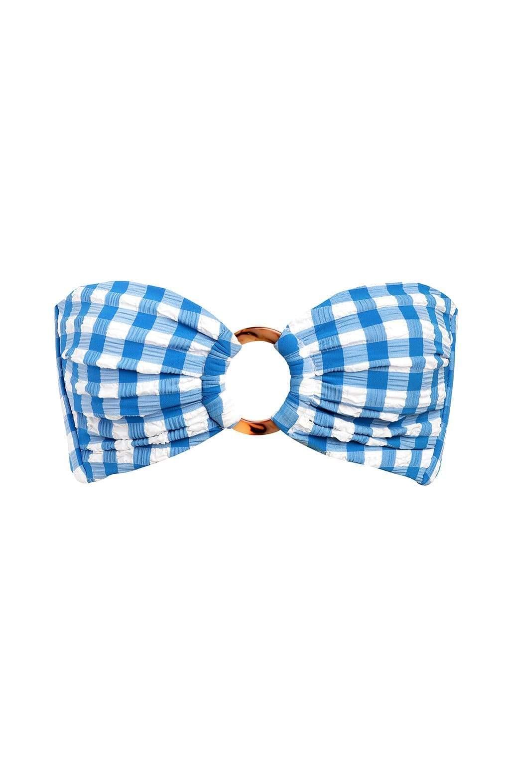 Tori Bandeau Bikini Top | Blue Gingham
