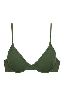 Dainty Bikini Top | Olive Micro Scrunch
