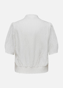 Mulberry Silk V-Neck Jacquard Jacket | White