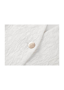 Mulberry Silk V-Neck Jacquard Jacket | White