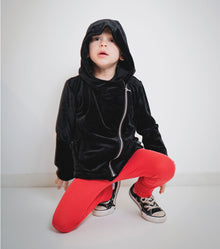 Kid | Velvet Biker Jacket | Black