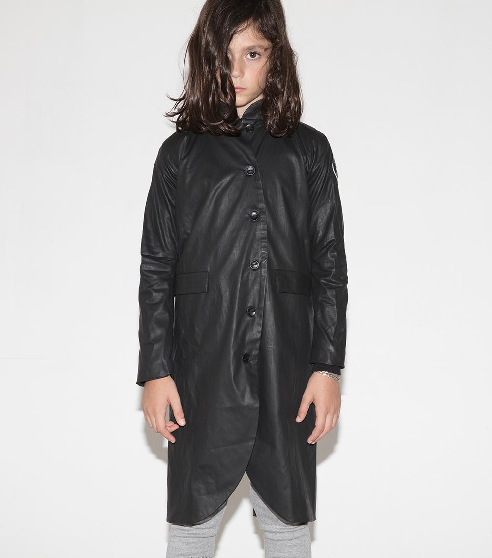 Kid | Wax Military Coat | Black