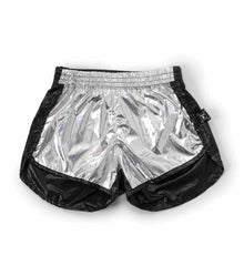 Kid | Half & Half Nylon Gym Shorts | Black x Silver