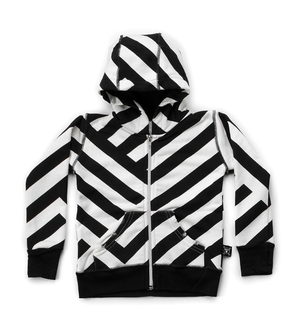 Kid | Striped Zip Hoodie | Black