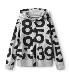 Kid | Numbered Zip Hoodie | Heather Grey