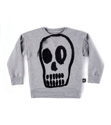 Kid | Painted Dizzy Skull Sweatshirt | Heather Grey