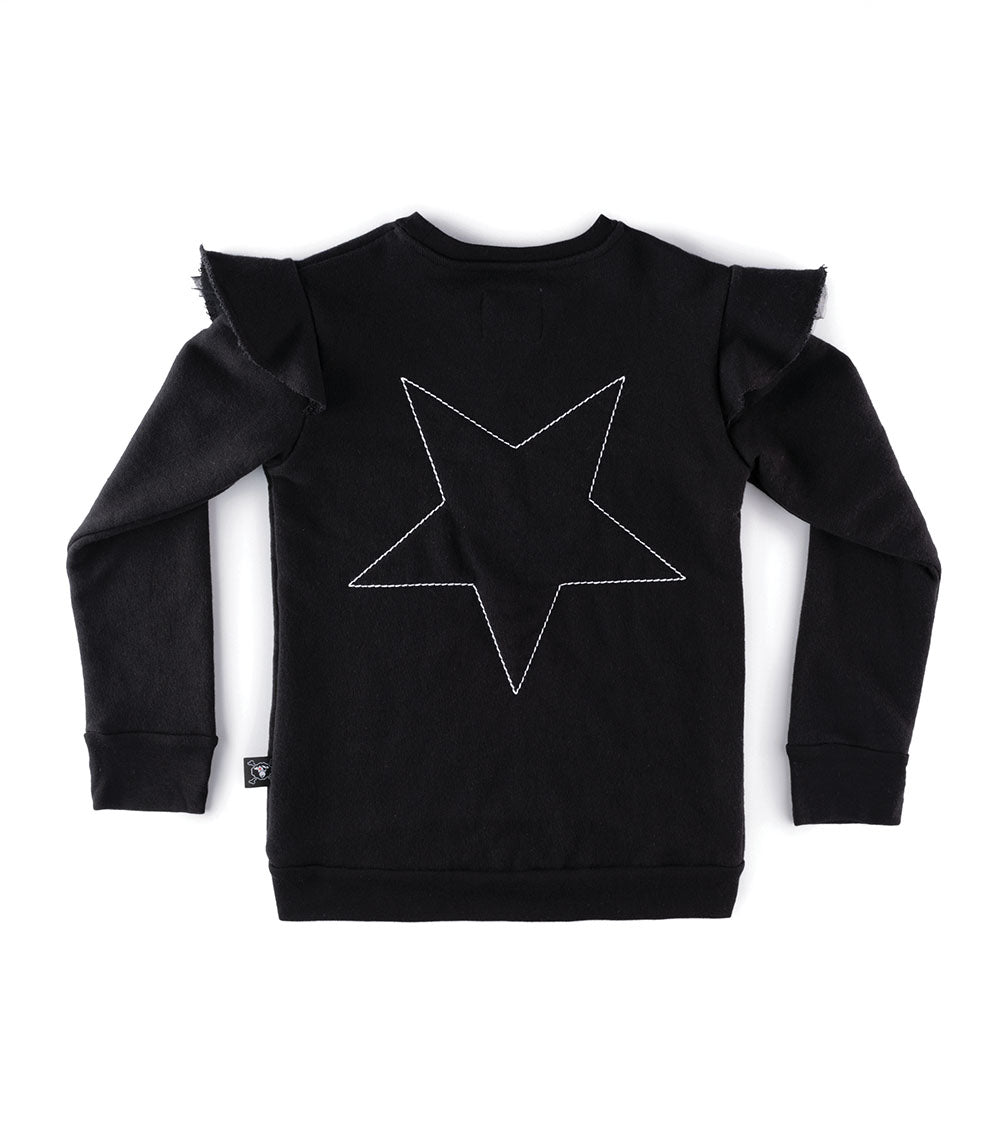 Kid | Embroidered Star Sweatshirt | Black