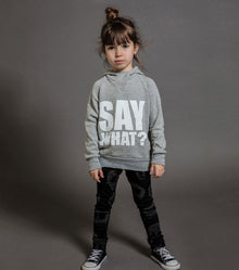 Kid | Say What? Fluffy Hoodie | Heather Grey