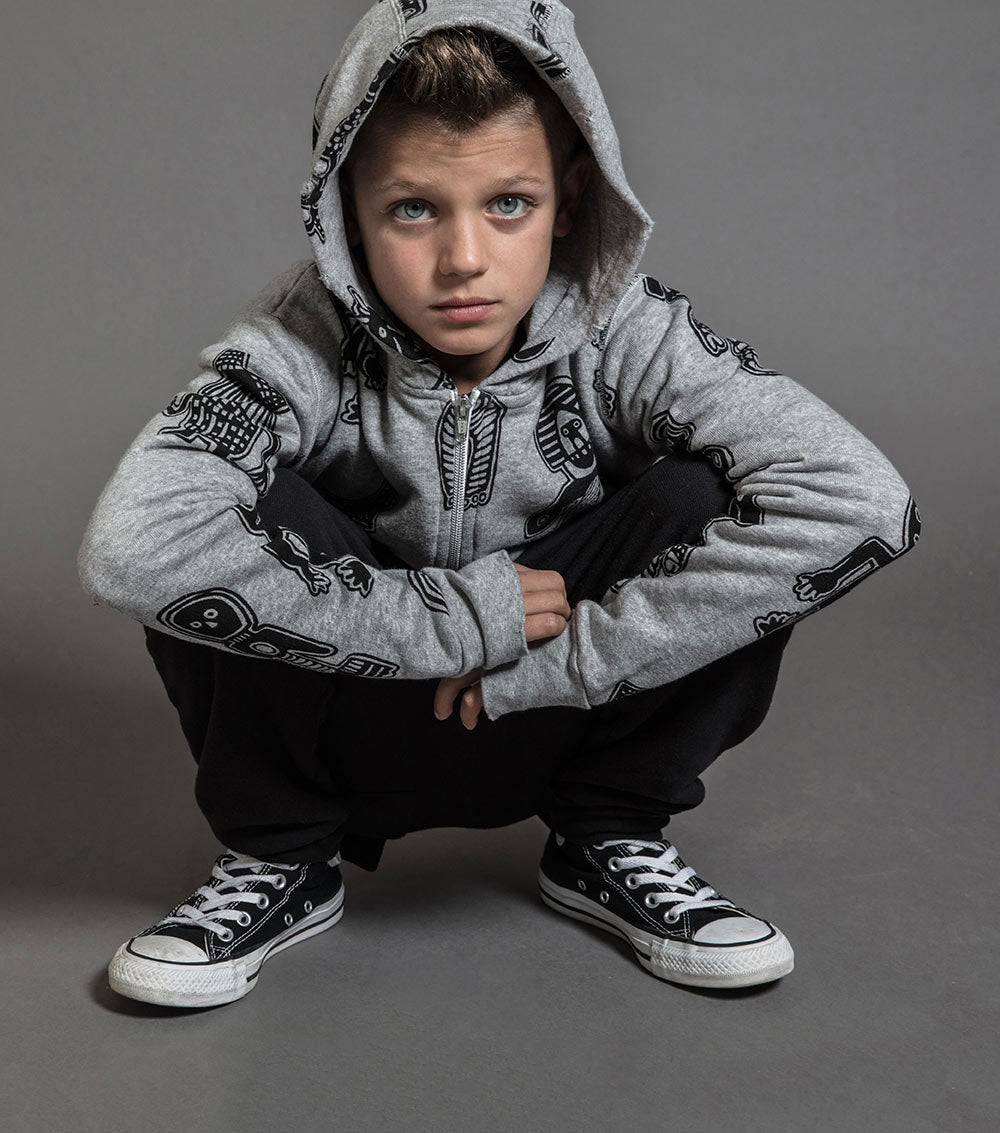 Kid | Tribal Dancers Zip Hoodie | Heather Grey