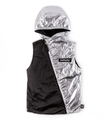 Kid | Half & Half Nylon Vest | Black x Silver
