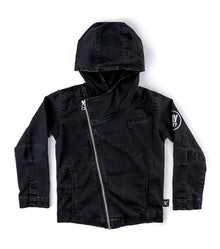 Kid | Hooded Biker Jacket | Dyed Black