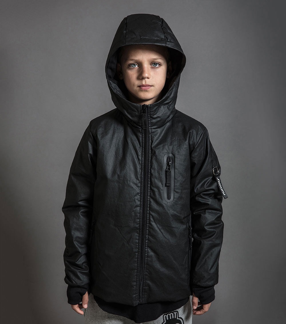 Kid | Waxed Down Jacket | Black