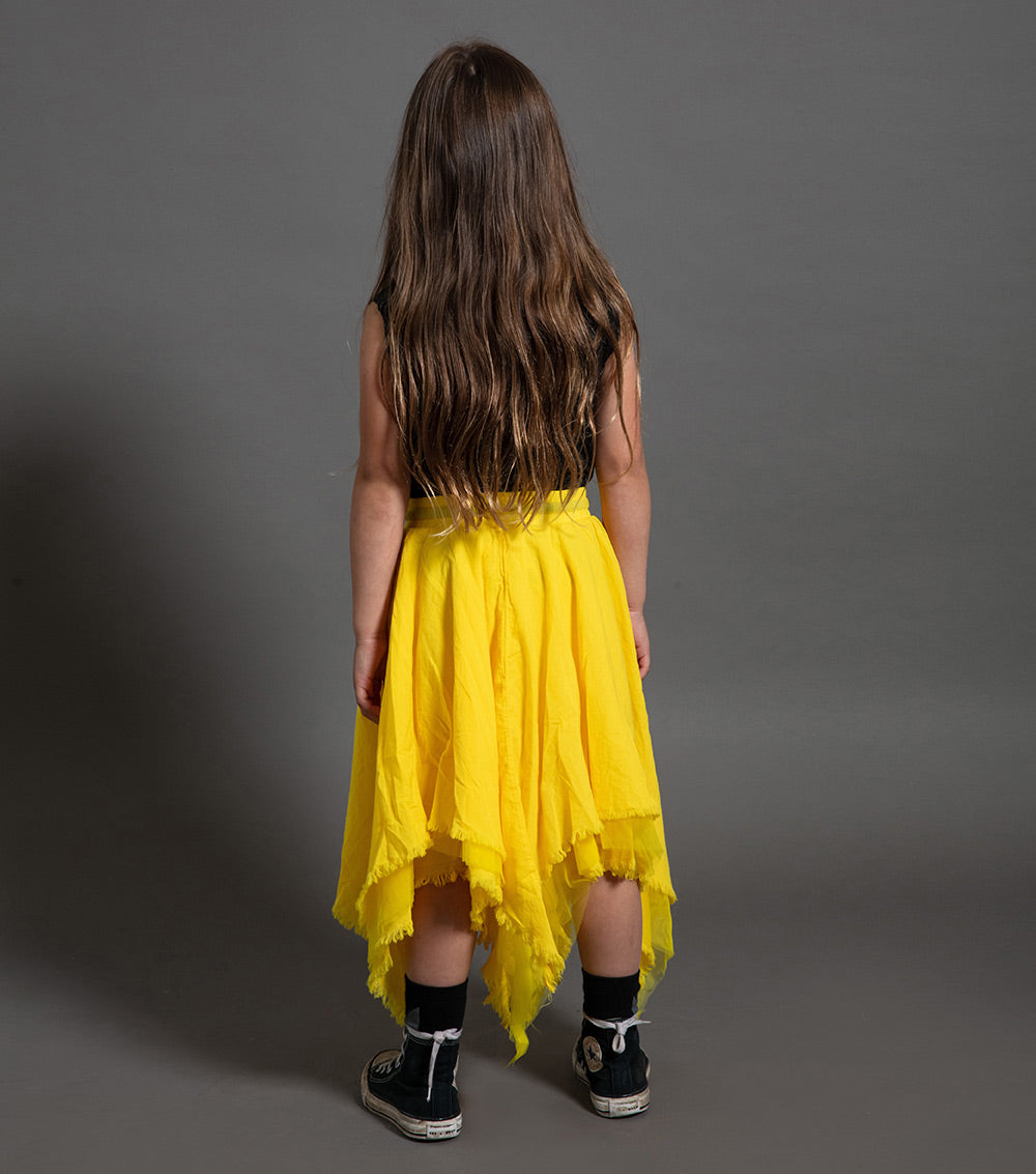 Kid | Multi Layered Skirt | Lava Yellow