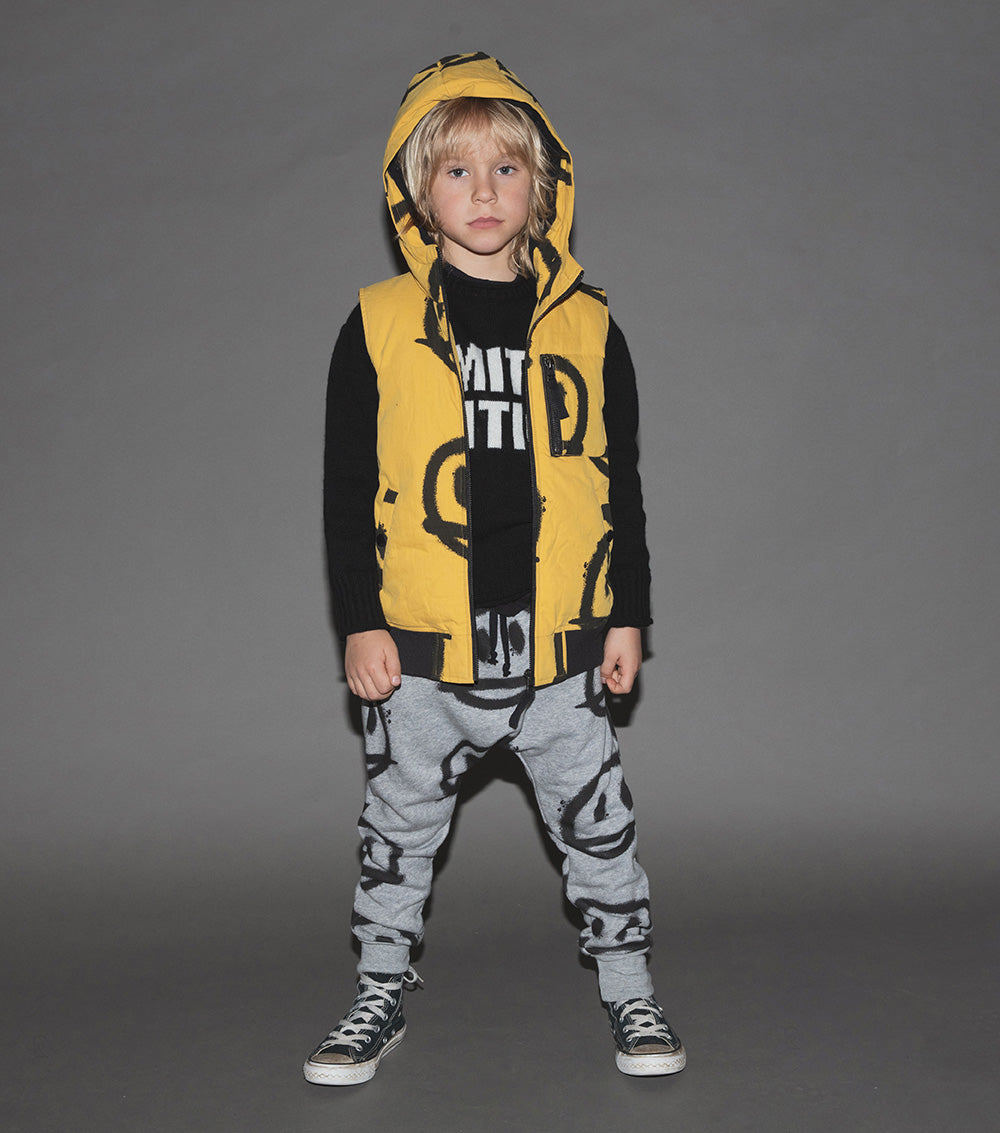 Kid | Sprayed Smiles Down Vest | Lava Yellow