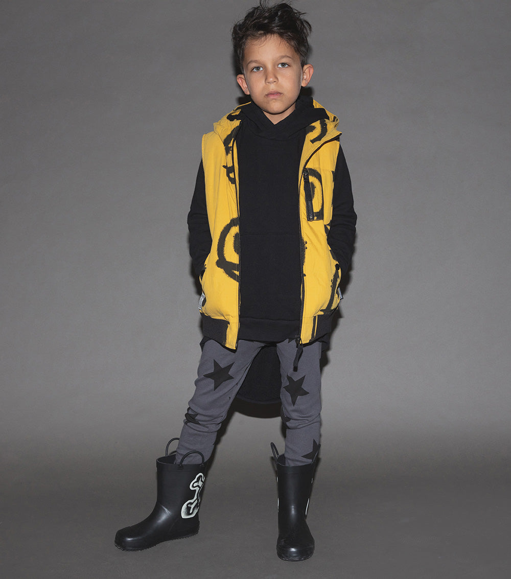 Kid | Sprayed Smiles Down Vest | Lava Yellow