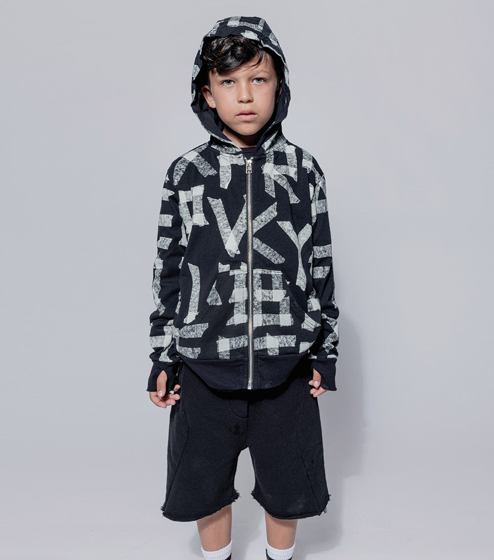 Kid | Masking Tape Light Zip Hoodie | Heather Grey