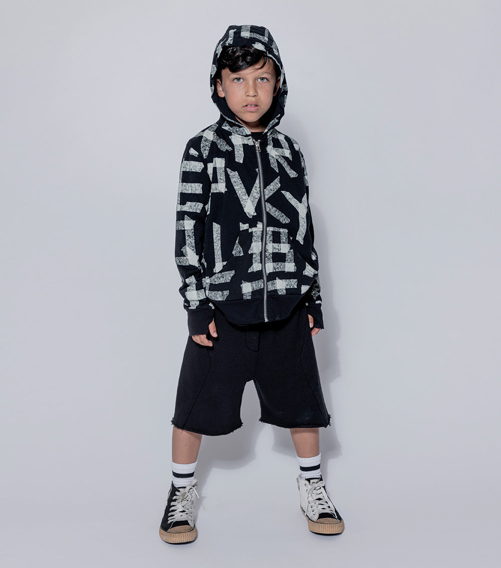 Kid | Masking Tape Light Zip Hoodie | Heather Grey