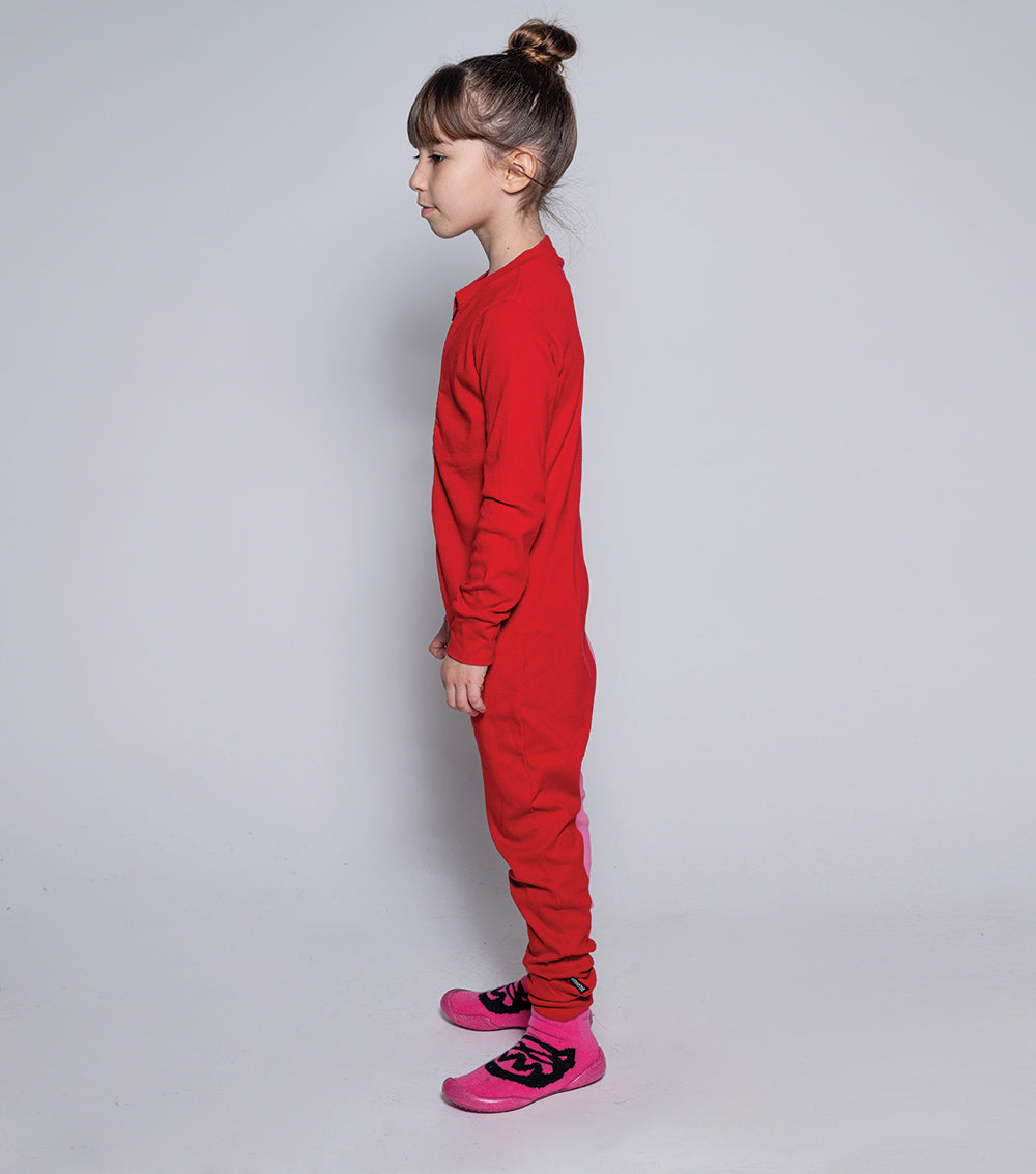 Kid | Duo Zip Loungewear | Hot Pink x Red