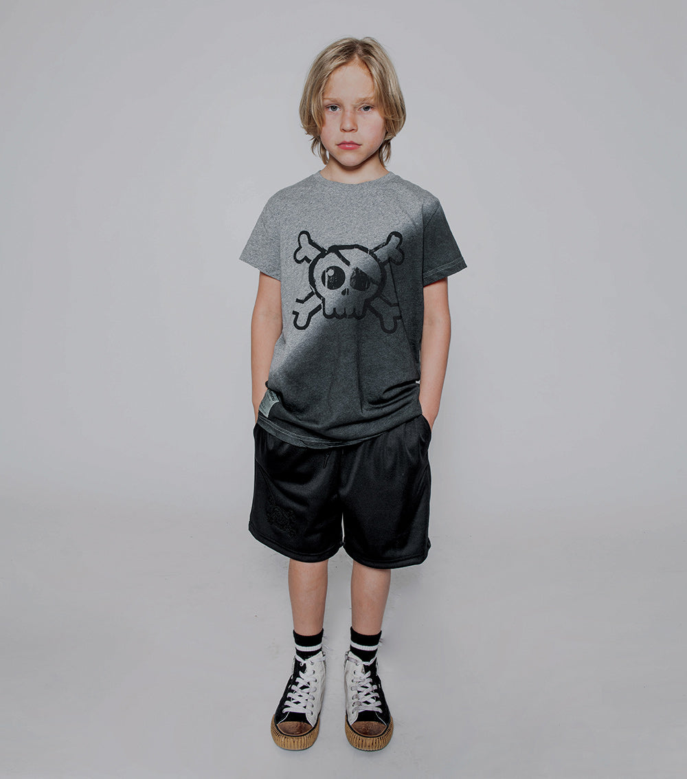 Kid | Gradient Skull T-Shirt | Dusty Heather Grey
