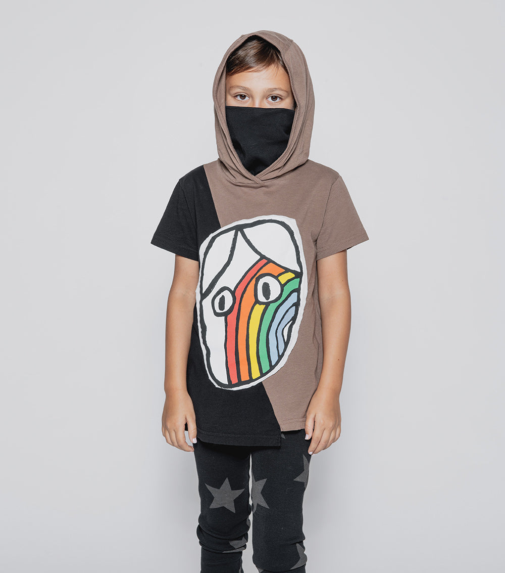 Kid | Rainbow Dude Ninja Shirt | Black x Earth Brown