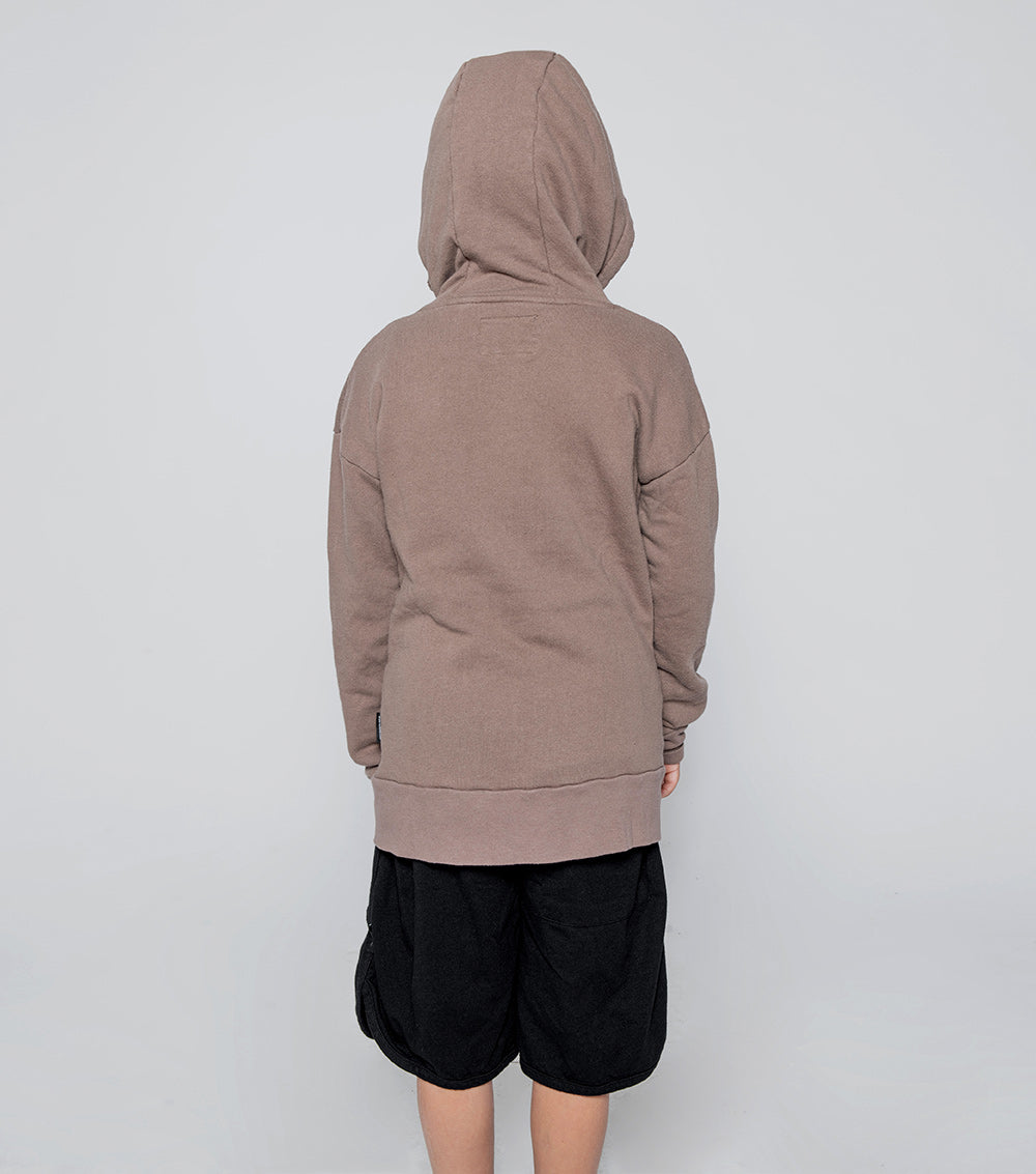 Kid | Rainbow Dude Patch Hoodie | Earth Brown