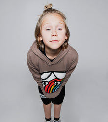 Kid | Rainbow Dude Patch Hoodie | Earth Brown