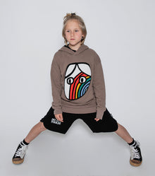 Kid | Rainbow Dude Patch Hoodie | Earth Brown