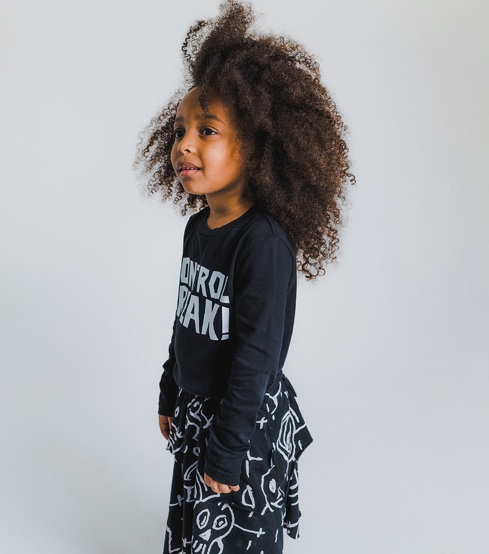 Kid | Goofy Skulls Layered Dress | Black