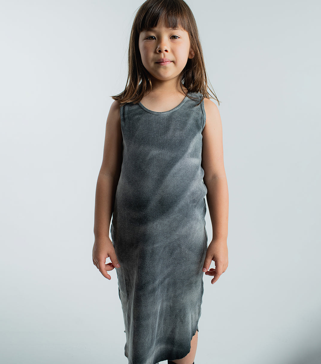 Kid | Brushed Tank Top Dress | Washed Black