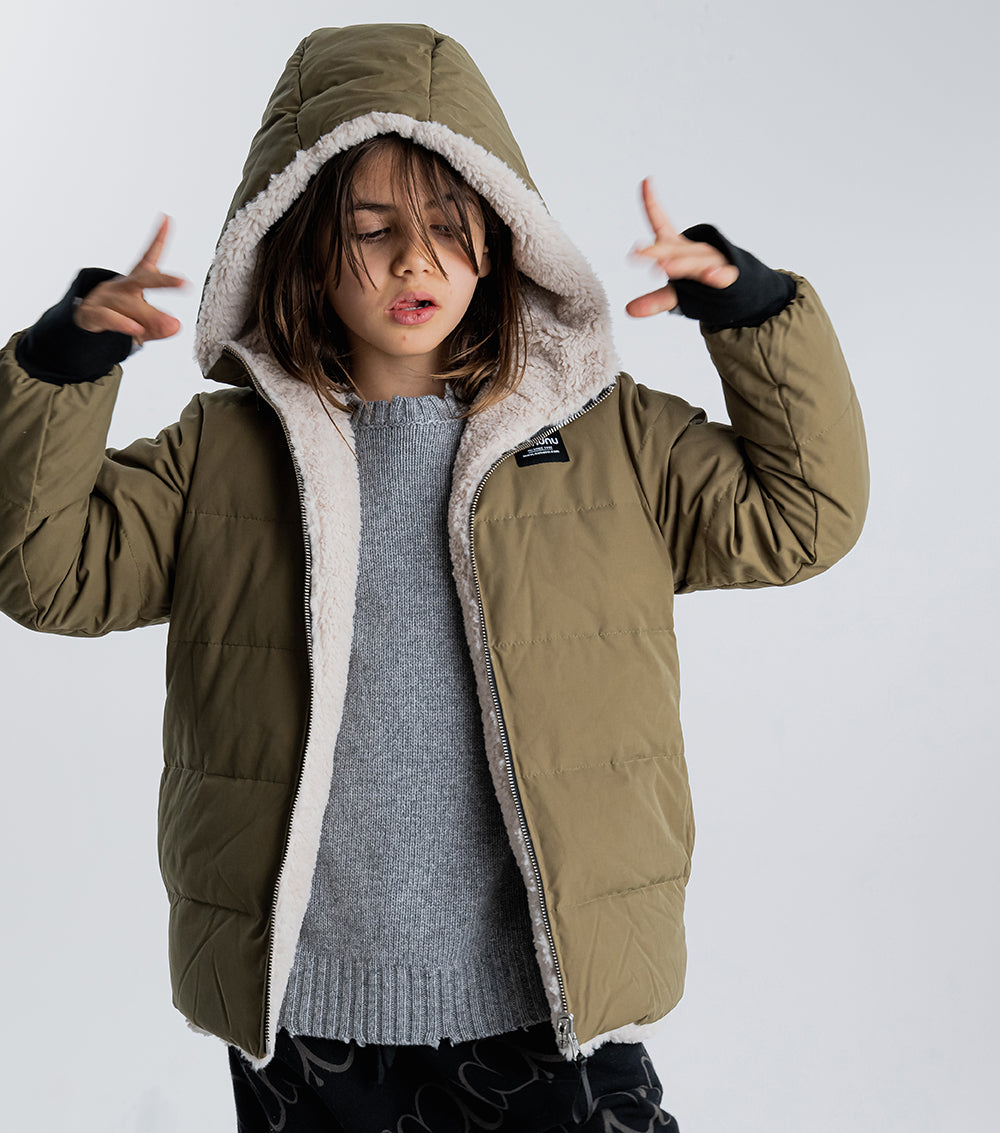 Kid | Reversible Sherpa Jacket | Olive