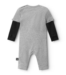 Newborn | Soft Pixel Skull Overall | Heather Grey