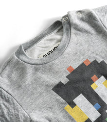 Newborn | Soft Pixel Skull Overall | Heather Grey