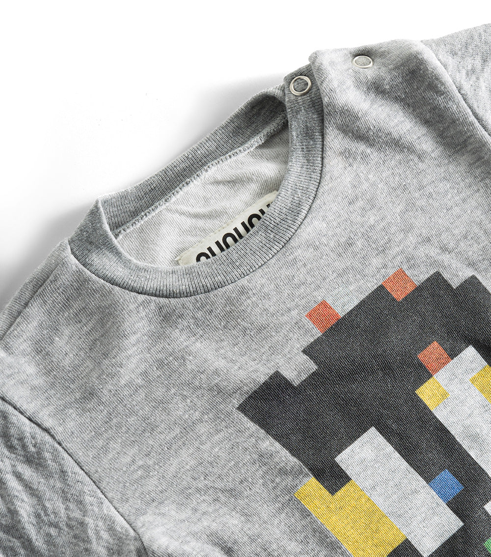 Newborn | Soft Pixel Skull Overall | Heather Grey
