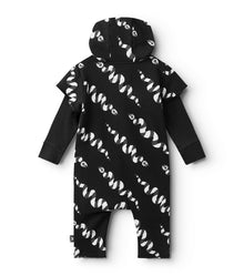 Newborn | Stripey Snakes Hooded Overall | Black