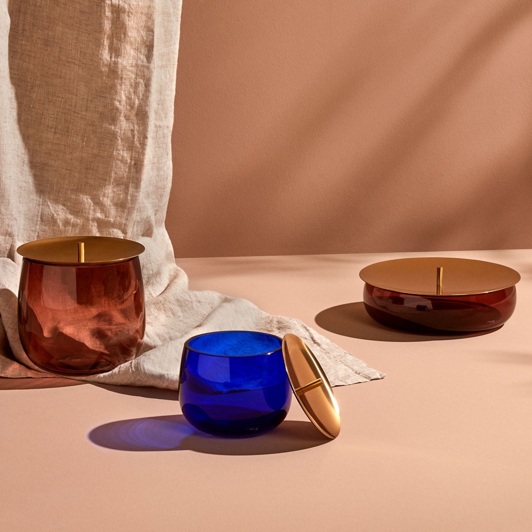Beret Storage Box With Brass Lid - Small | Cobalt