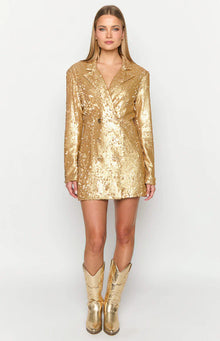 Natalie Sequin Blazer Mini Dress | Gold