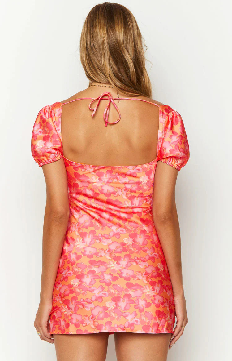 Naya Mini Dress | Orange Floral Print