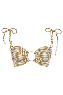 Tori Ties Bandeau Bikini Top | Neutral Stripe
