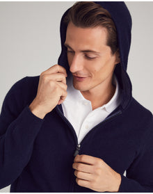 Nomad1942 | Men | Stuyvesant Zip Cashmere Hoodie | Midnight