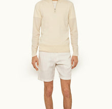 Norwich Linen Tailored Fit O.B Stripe Linen Shorts | White Sand