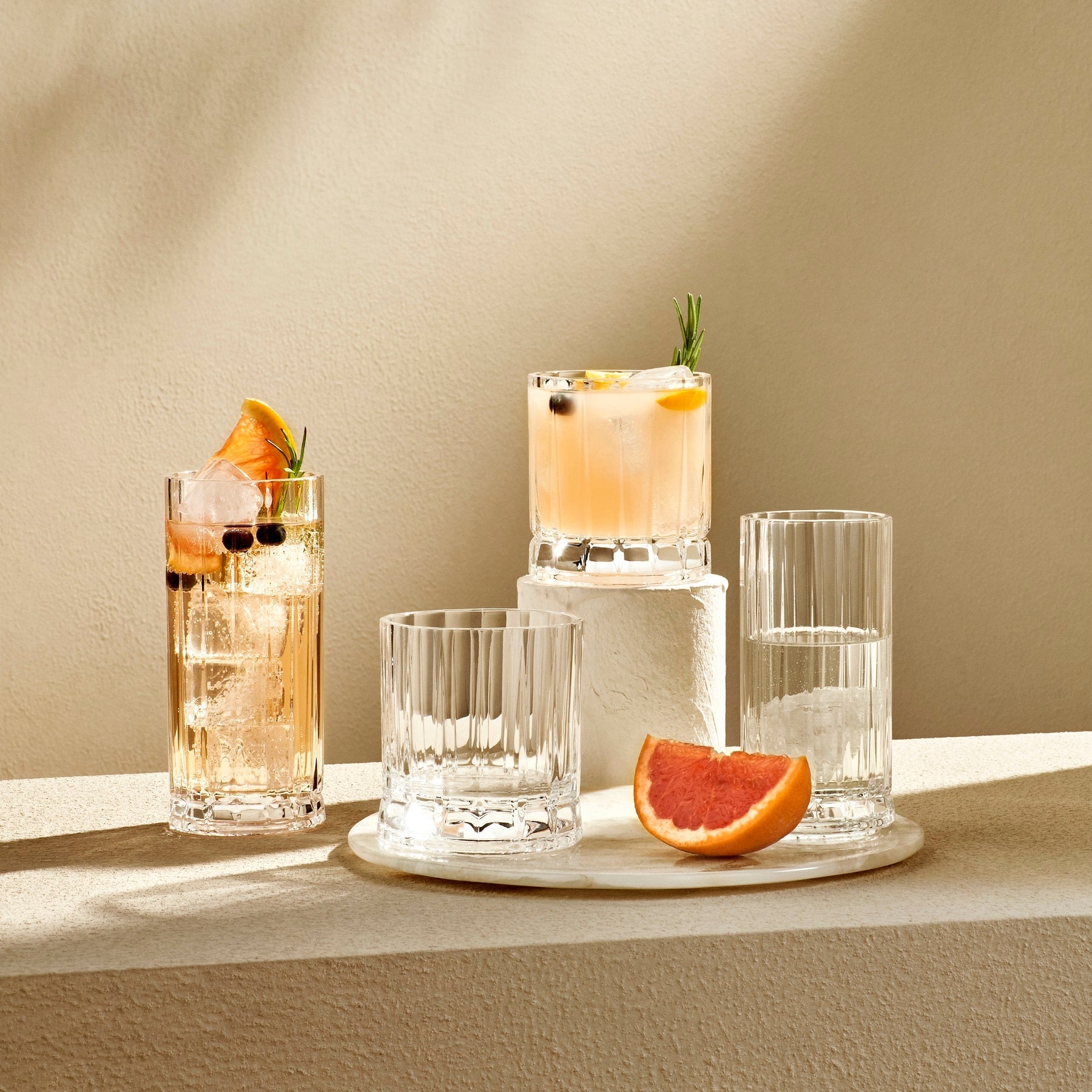 Wayne High Ball Glasses - 8.5 Oz | Clear Crystal | Set of 4