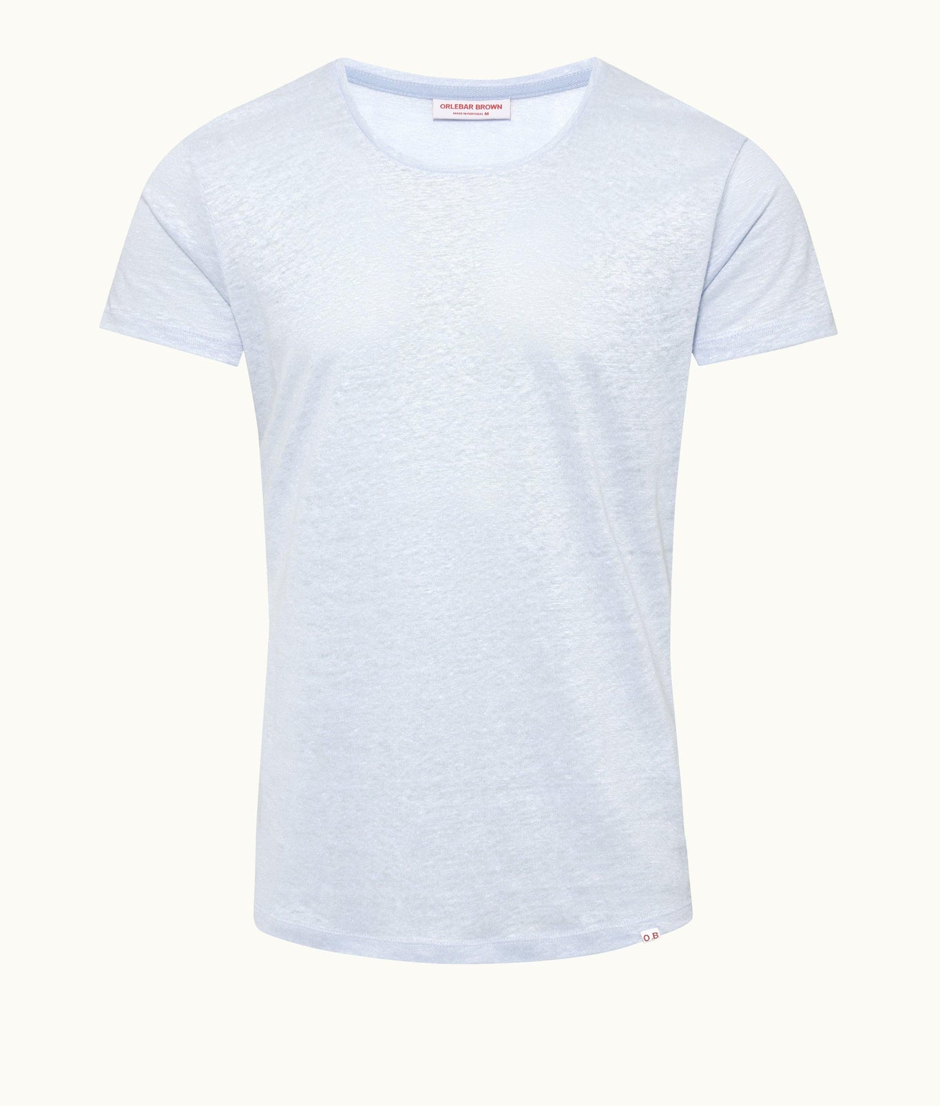 OB-T Linen Crew Neck Linen T-Shirt | Soft Blue