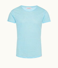 OB-T Linen Tailored Fit Crew Neck Linen T-Shirt | Pool