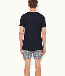 OB Classic Cashmere Tailored Fit Crew Neck Cashmere T-Shirt | Night Iris